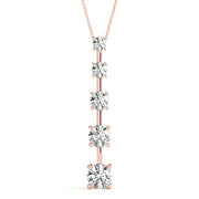 14K Rose Gold Round Diamond Journey Pendant