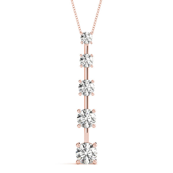 14K Rose Gold Round Diamond Journey Pendant