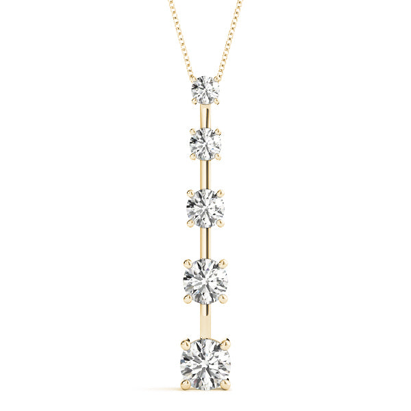14K Yellow Gold Round Diamond Pendant