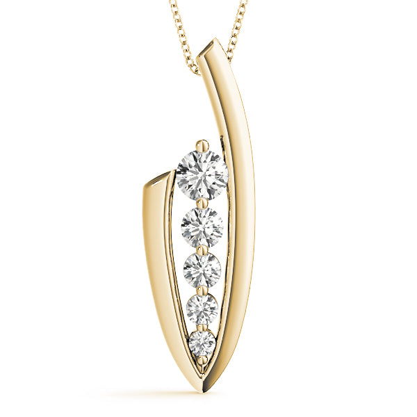 14K Yellow Gold Round Diamond Journey Pendant