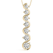 14K Yellow Gold Round Diamond Pendant
