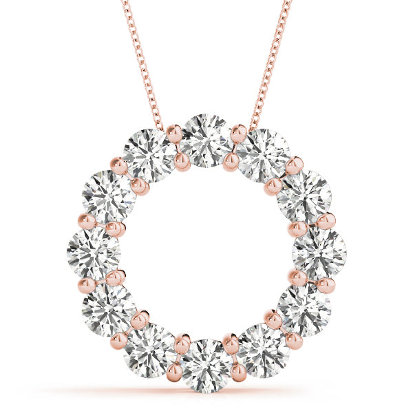 14K Rose Gold Diamond Circle Pendant