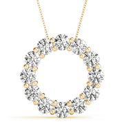 14K Yellow Gold Diamond Circle Pendant - 3 ctw