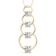 14K Yellow Gold Round Diamond Journey Pendant