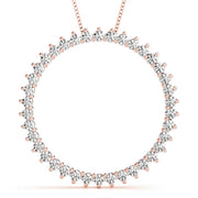 14K Rose Gold Round Diamond Circle Pendant