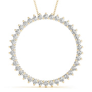 14K Yellow Gold Diamond Circle Pendant Necklace
