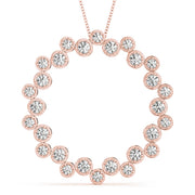 14K Rose Gold Round Diamond Circle Pendant