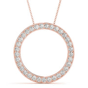 14K Rose Gold Diamond Circle Pendant