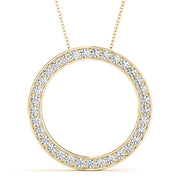 14K Yellow Gold Round Diamond Circle Pendant