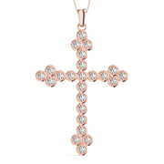 14K Rose Gold Diamond Cross Pendant
