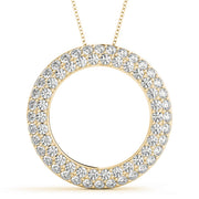 14K Yellow Gold Round Diamond Circle Pendant