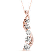 14K Rose Gold Diamond Journey Pendant Necklace
