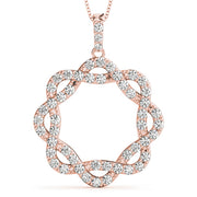 14K Rose Gold Round Diamond Circle Pendant