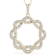 14K Yellow Gold Round Diamond Circle Pendant