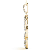 14K Yellow Gold Round Diamond Circle Pendant