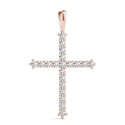 14K Rose Gold Diamond Cross Pendant