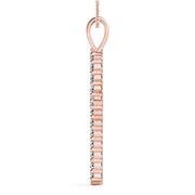 14K Rose Gold Diamond Cross Pendant