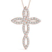 14K Rose Gold Diamond Cross Pendant