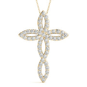 14K Yellow Gold Diamond Fashion Cross Pendant