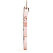14K Rose Gold Diamond Cross Pendant