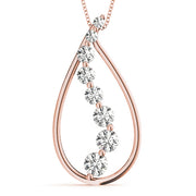 14K Rose Gold Round Diamond Fashion Pendant