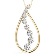 14K Yellow Gold Round Diamond Journey Pendant