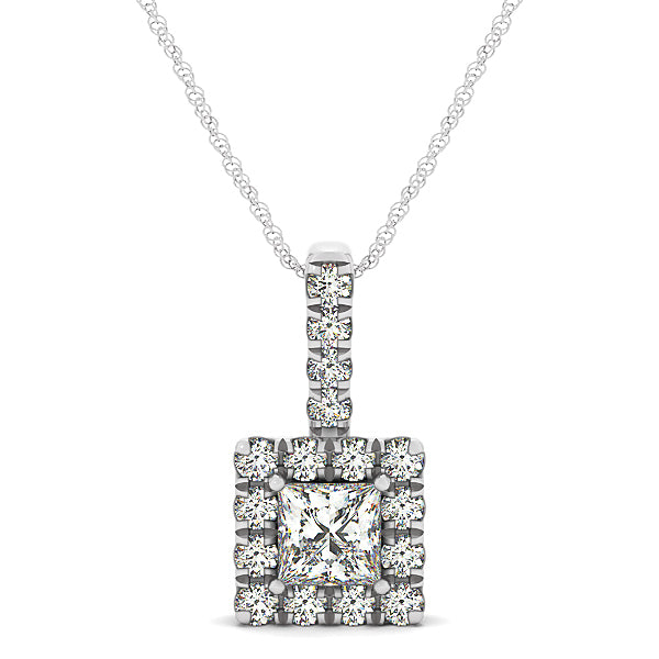 Multi-Metal Round Diamond Halo Pendant
