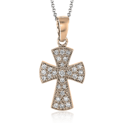 ZP153 Cross Pendant in 14k Gold with Diamonds