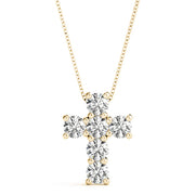 14K Yellow Gold Diamond Cross Pendant