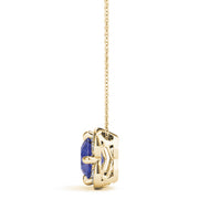 14K Yellow Gold Round Diamond Halo Pendant