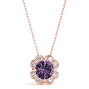 14K Rose Gold Round Diamond Halo Pendant