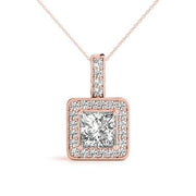 14K Rose Gold 1 CT Diamond Halo Pendant