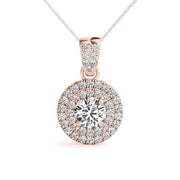 14K Rose Gold 1.33ctw Round Diamond Halo Pendant