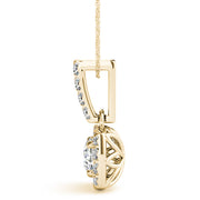 14K Yellow Gold Round Diamond Halo Pendant
