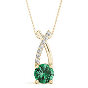 14K Yellow Gold Round Diamond Pendant