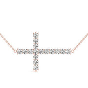14K Rose Gold Diamond Cross Pendant