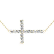 14K Yellow Gold Diamond Cross Pendant