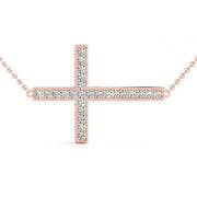 14K Rose Gold Diamond Cross Pendant