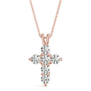 14K Rose Gold Diamond Cross Pendant