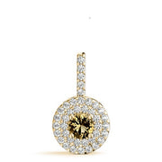 14K Yellow Gold Round Diamond Halo Pendant