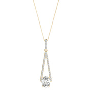 14K Yellow Gold Oval Diamond Halo Pendant
