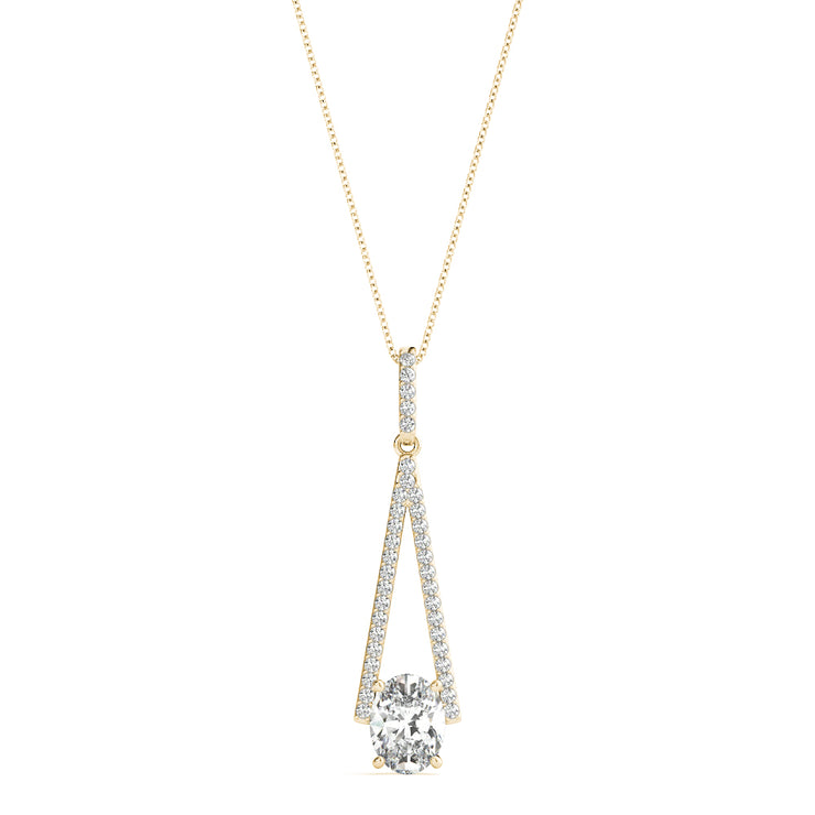 14K Yellow Gold Oval Diamond Halo Pendant