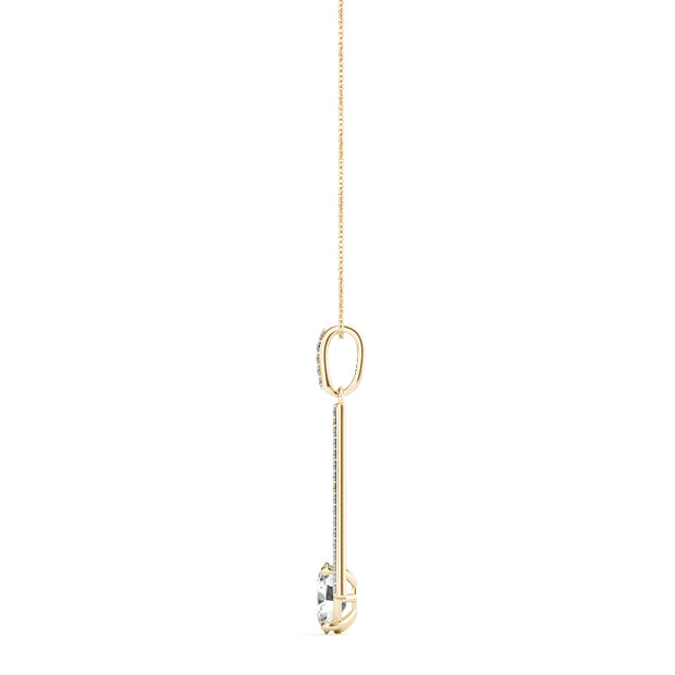 14K Yellow Gold Oval Diamond Halo Pendant