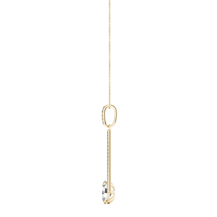 14K Yellow Gold Oval Diamond Halo Pendant