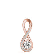 14K Rose Gold Diamond Solitaire Pendant Necklace