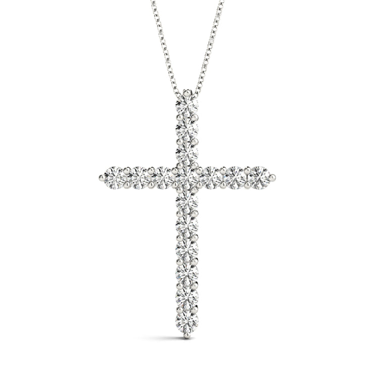 16-Diamond Cross Pendant Necklace