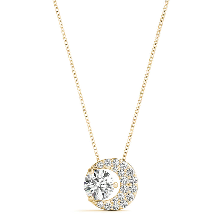 14K Yellow Gold Round Diamond Pendant