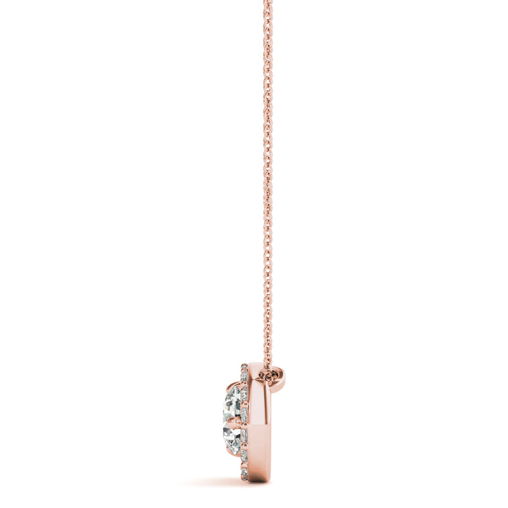 14K Rose Gold Diamond Solitaire Pendant Necklace