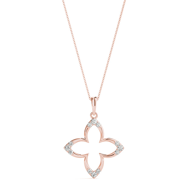 14K Rose Gold Round Diamond Fashion Pendant