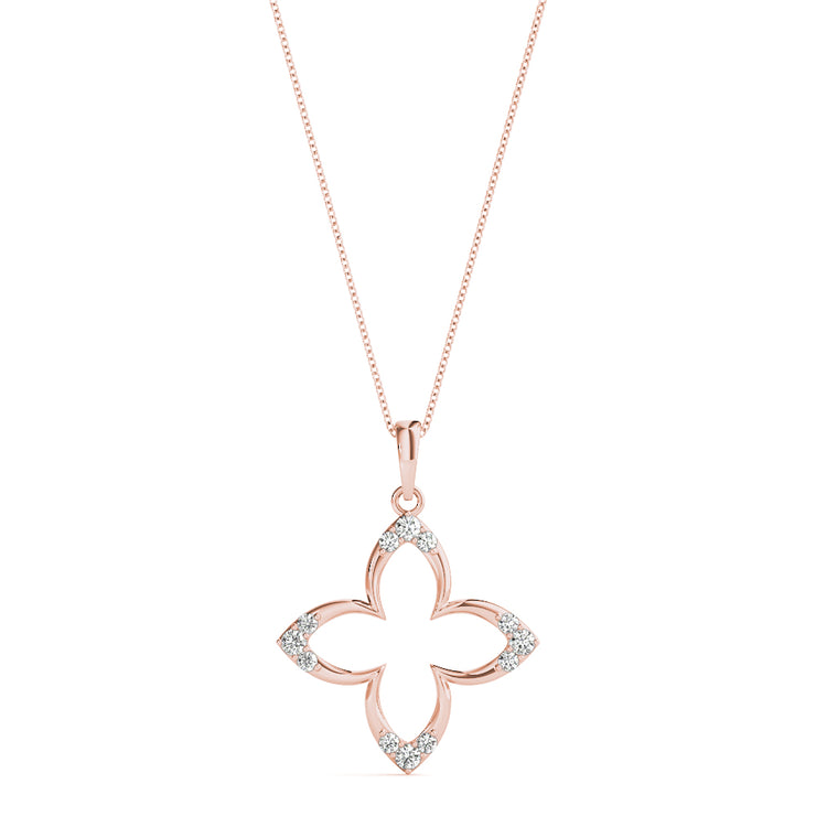 14K Rose Gold Round Diamond Fashion Pendant